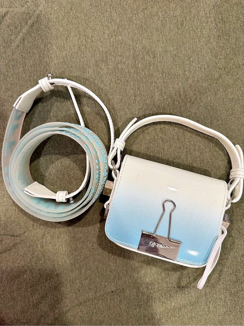 Off-White Blue Patent Gradient Baby Box Bag